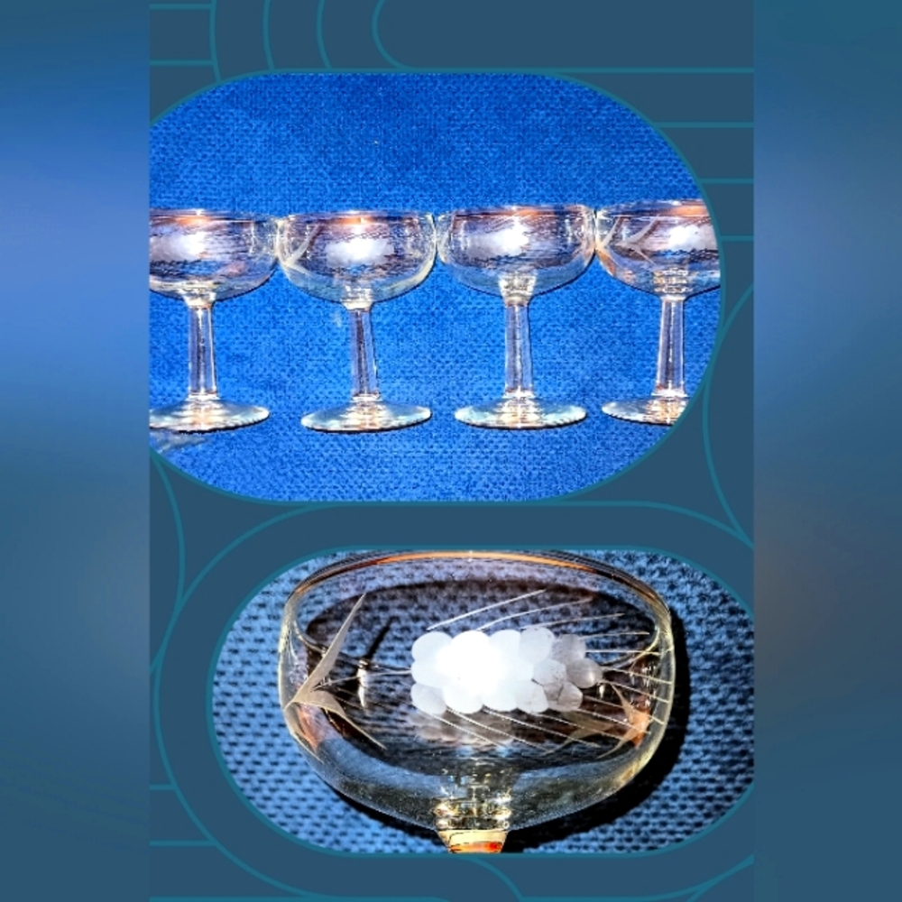 🥂 Javit 🥂 Crystal Etched Beverage Glass 🥂 SET of 4 🥂 Champagne / Wine